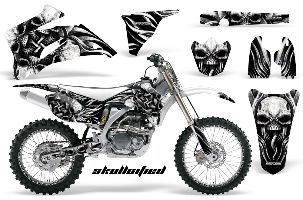 Yamaha YZ 250F 450F 06-09 Graphics Kit Skullcified Silver NP Rims White